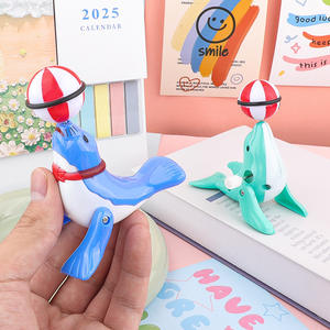 Dessin animé mignon Lion de mer jouets à remonter animaux en plastique dauphin Top Spin Ball Clockwork jouets - Product Image 3