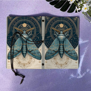 Fatti a mano Vintage A6 Notebook chiusura cravatta 160 pagine rimovibile regalo ideale per simposio note di incontro con falena Celestia - Product Image 6