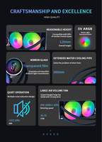 Refroidisseur liquide silencieux RGB/ARGB intégré haute performance 240 mm pour processeur, avec roulement fluide et bruit de 30 dBA pour boîtier d'ordinateur