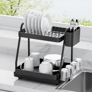 WIREKING, óxido de plata y aluminio, antioxidante, 2 niveles, organizadores de cocina de gran capacidad, estante de secado de platos, escurridor de platos, estante - Product Image 1