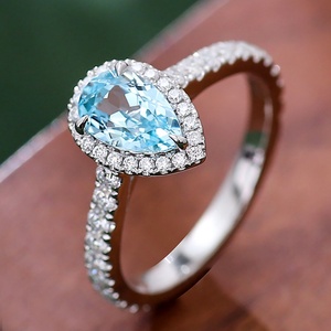 Anillo de Diamante Azul Cultivado en Laboratorio de Oro Sólido de 10K con Diseño Clásico Solitario, Corte Pera, Certificado IGI, Pasa el Probador de Diamantes, Joyería para Mujer - Product Image 5