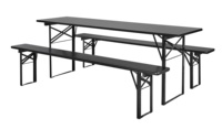 HE-207, Ensemble de table à bière pliante en bois/Table à bière et banc/Table de jardin en bois/Patio/Ensemble de tables d'extérieur