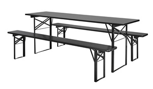 HE-207, Set Tavolo Pieghevole in Legno per Birra/Tavolo e Panca per Birra/Set Tavoli in Legno per Giardino/Patio/Esterni - Product Image 2