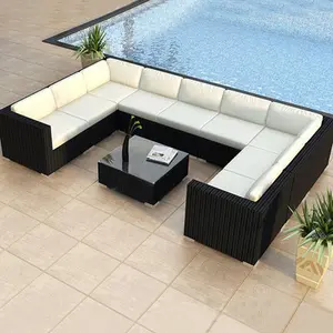 Factory China Selling outdoor patio furniture rattan wicker chair corner lounge sofa sofas sets