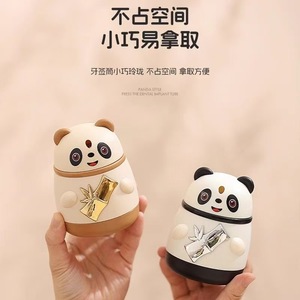 Panda Toothpick Holder <b>Plastic</b> Automatic Push Button Portable Creative Cartoon Design For Living Room <b>Table</b> Decoration - Product Image 1