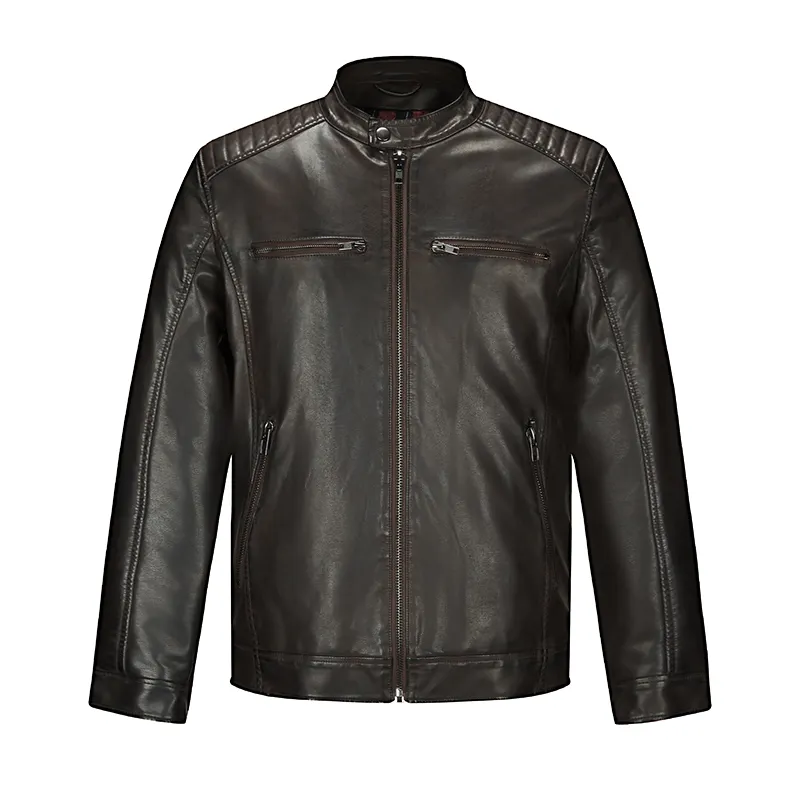 Custom Men Biker Motorcycle Coat Quilted On Shoulder Faded Windbreaker Vintage Pu Leather Jacket