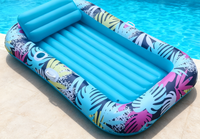 Lit flottant gonflable carré en PVC bleu durable MORRU pour fêtes au bord de la piscine et détente sur le lac