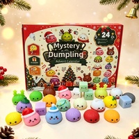 Calendrier de l'Avent de Noël : Boîte Mystère de Jouets Squishy, Jouets Anti-Stress à Presser en Forme de Dumpling, Jouet Promotionnel