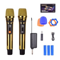 Microphone sans fil à double canal plaqué or, haute brillance, professionnel, vente chaude