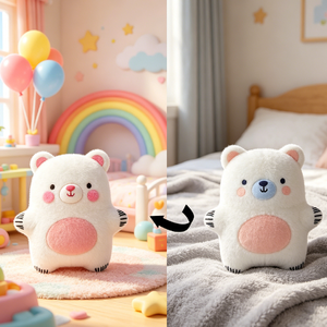 Portachiavi Personalizzato Orsetto Bianco 10cm, Orsetto di Peluche Morbido con Logo Personalizzato, Regalo Promozionale - Product Image 4