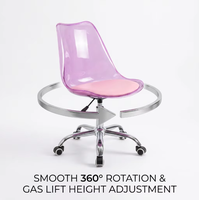 Chaise pivotante légère en plastique pour salle à manger avec base à 5 étoiles plaquée, chaise de bureau de haute qualité pour salle d'étude