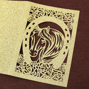 <span class=keywords><strong>Carte</strong></span> pliée <span class=keywords><strong>à</strong></span> paillettes Offre Spéciale motif animal cheval <span class=keywords><strong>carte</strong></span> <span class=keywords><strong>de</strong></span> remerciement <span class=keywords><strong>Invitation</strong></span> <span class=keywords><strong>de</strong></span> <span class=keywords><strong>mariage</strong></span> papier doré cartes <span class=keywords><strong>d</strong></span>écoupées au laser - Product Image 4