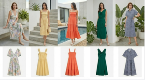 Vestidos de Verano Transpirables de Algodón y Rayón con Cuello Redondo, Mezcla Aleatoria, Corte Múltiple, Origen Mixto, Envío a Granel - Product Image 1
