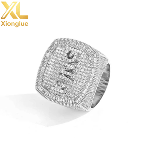 Customized DIY Letter Hip Hop <b>Ring</b> 18K <b>Gold</b> Plated Zircon <b>Set</b> for Unisex - Product Image 5