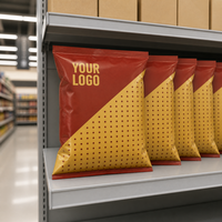 Sachets coussin personnalisés imprimés de qualité alimentaire à scellage arrière pour snacks (chips de pommes de terre, aliments soufflés, pop-corn, bâtonnets de maïs)