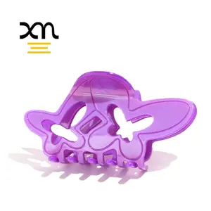 XinMei 2022 summer purple large double butterfly hair claw clip acetato custom new butterfly design hair claw clip women