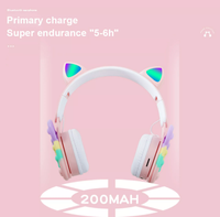 Casque Bluetooth B30 RGB Lumineux Oreilles de Chat, Pliable, avec Support Carte TF, Écouteurs Anti-Stress à Bulles, Sans Fil et Filaire pour Fille