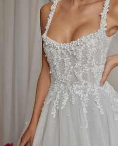 Ruolai FR005 di lusso spazzata strascico con perline <span class=keywords><strong>abiti</strong></span> <span class=keywords><strong>da</strong></span> <span class=keywords><strong>sposa</strong></span> in paillettes Tulle avorio elegante piena Curvy Boho Glitter <span class=keywords><strong>da</strong></span> donna - Product Image 4