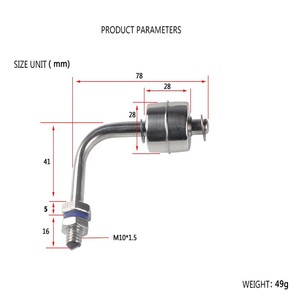 Interruptor de nivel magnético de acero inoxidable 316 para monitoreo de tanques de combustible, sensor de flotador - Product Image 4