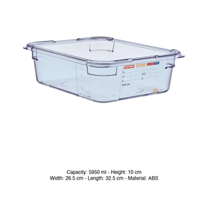 Bac alimentaire ABS GN 1/2 32,5 × 26,5 × 10 h cm, 5,95 L, sans couvercle, -40/+80 ° C Araven - Product Image 3