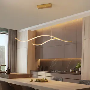 Candelabro colgante de techo LED moderno, luz colgante lineal ondulante, estilo nórdico para sala de estar y dormitorio