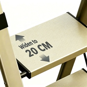 <span class=keywords><strong>Escalera</strong></span> Plegable de Lujo con Barandilla Antideslizante de 3 Peldaños Dorados, Capacidad de 330 lb, para Tiendas y Supermercados, de Fabricante Verificado - Product Image 2