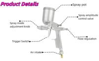 K-3 Mini pulvérisateur pneumatique professionnel d'aérographe de qualité bricolage avec alimentation par gravité et pression pour la peinture en cuir et les pistolets de pulvérisation électriques