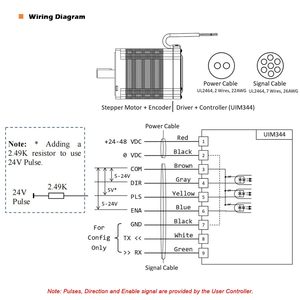 Moteur pas à pas à boucle fermée Uirobot Uim8696pm Nema 34, 24-48Vdc 6A, contrôle Pulse-Dir, hybride 2 phases, arbre de 12 mm - Product Image 4