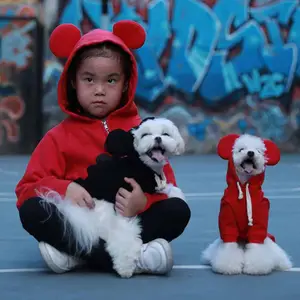 Sudadera con capucha clásica <span class=keywords><strong>de</strong></span> algodón para perros con diseño <span class=keywords><strong>de</strong></span> contraste <span class=keywords><strong>de</strong></span> color, ropa estampada para mascotas <span class=keywords><strong>de</strong></span> campamento para verano y primavera, estilo liso - Product Image 1