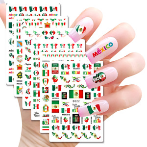 Adesivi per Unghie con Design della Bandiera del Messico, Decalcomanie per Calcio 2026, Tatuaggi Impermeabili per Nail Art, per Donne e Ragazze, Manicure Fai-da-Te - Product Image 1