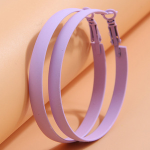 Orecchini a cerchio lucidi da donna, semplici, brillanti e lisci, gioielli alla moda - Product Image 1