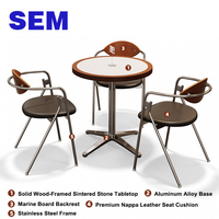Ensemble table et chaises SEM Commercial Dining en pierre frittée pour restaurants, hôtels, cafés - Écologique, durable, facile à nettoyer