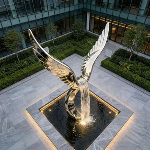 Stainless Steel Polished Modern Art Fashion Fountain <b>Garden</b> Sculpture Wings Water Sculpture for <b>Outdoor</b> Decoration - Product Image 4