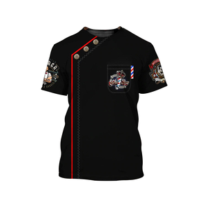 Salon de coiffure t-shirt conceptions 3D logos personnalisés hommes femmes à manches courtes <span class=keywords><strong>coiffeur</strong></span> uniforme <span class=keywords><strong>coupe</strong></span> de cheveux t-shirts pour barbiers - Product Image 2