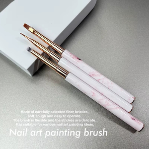 Pinceau à ongles personnalisé, poils en nylon, manche en métal, formes plates et ovales, outil de peinture au gel acrylique pour manucure, usage professionnel en salon - Product Image 2