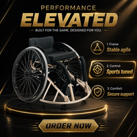 Fauteuil roulant de sport manuel en alliage d'aluminium léger, fauteuil roulant de sport sur mesure pour les matchs des personnes handicapées