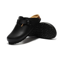Quantité minimale de commande bas en gros dames sabot chaussures classique bout rond en cuir PU semelle en liège femmes pantoufles chaussures