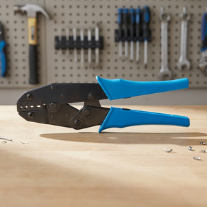Ratchet Crimping Pliers 9 Inch Heavy Duty Industrial Grade High Carbon Steel Soft <b>Grip</b> Handle Front Entry for Bare Connectors - Product Image 3