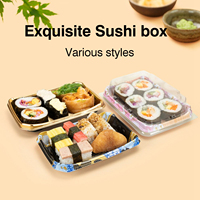 Boîte à Sushi Rectangulaire Jetable de Style Japonais Conteneur à Plat Imprimé Personnalisé Conteneur de Restaurant à Emporter Portable