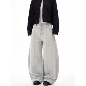 Jeans de Mezclilla con Botones y Costuras Decorativas Estilo Americano para Hombre y Mujer, Diseño Nuevo de Verano, Corte de Pierna Ancha Informal y Holgado a la Cintura - Product Image 3