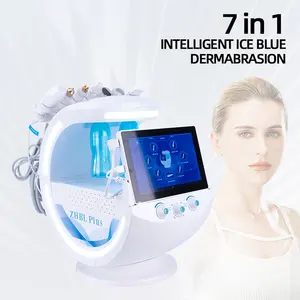 Mesin dermabrasi wajah ultrasonik, mesin dermabrasi kulit Aqua RF ultrasonik biru es cerdas multifungsi