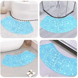 מחצלת pvc מיקרופייבר חדר אמבטיה מעוגל מחצלת לחות מעוגל עם שטיח חצץ לשימוש רצפה - Product Image 2