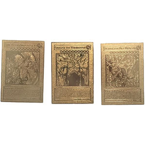 3 Egyptian God yu gi oh Custom Stainless Steel Metal English Limited YUGIOH CARD Gold Full Golden TRADING CARD GAMES - Product Image 1