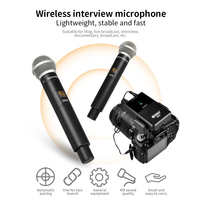 Système de microphone sans fil UHF Debra Audio DV02H avec suppression du bruit, lumières LED, construction en plastique et métal pour les interviews