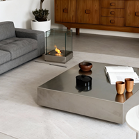Table basse carrée en acier inoxydable poli miroir, structure monobloc, style moderne et minimaliste, durable, pour salon