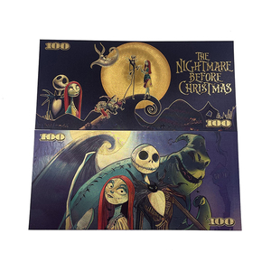 Billet durable de 100 dollars The Nightmare Before Christmas billet plaqué feuille d'<span class=keywords><strong>or</strong></span> pour animaux de compagnie <span class=keywords><strong>en</strong></span> stock - Product Image 2