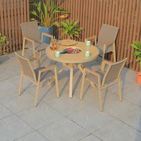 Ensemble de table ronde de jardin en aluminium moderne pour balcon, foyer extérieur, barbecue coréen, ensemble de salle à manger pour hôtel et parc