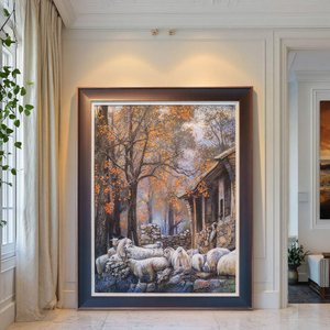 Tranh nghệ thuật treo tường phong cách mùa thu bằng đá sa thạch thủ công, vẽ trên vải bố, có khung, dùng trang trí nhà cửa và làm đồ trang trí, tác phẩm nghệ thuật cỡ lớn - Product Image 4