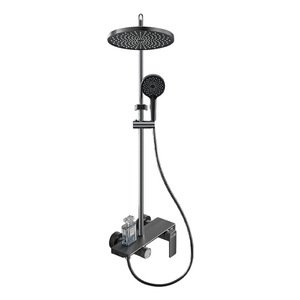 <b>Shower</b> Set 3012A Gunmetal Gray <b>Rainfall</b> Massage Handheld With Corrosion Prevention For Hotel Bathrooms - Product Image 1