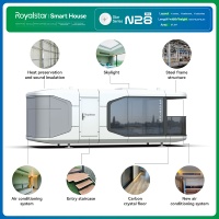 Maison préfabriquée Royalstar N28 Ultra Chine, maison préfabriquée à ossature acier pour unité de capsule spatiale de vacances en bord de lac